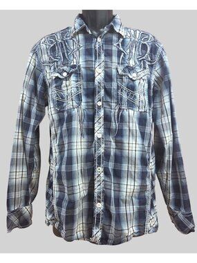 Roar Signature Edition Mens Plaid Button-Down Shirt Large